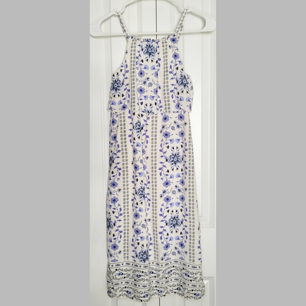 Old Navy Blue & White Floral Summer Dress Girls Size 8
